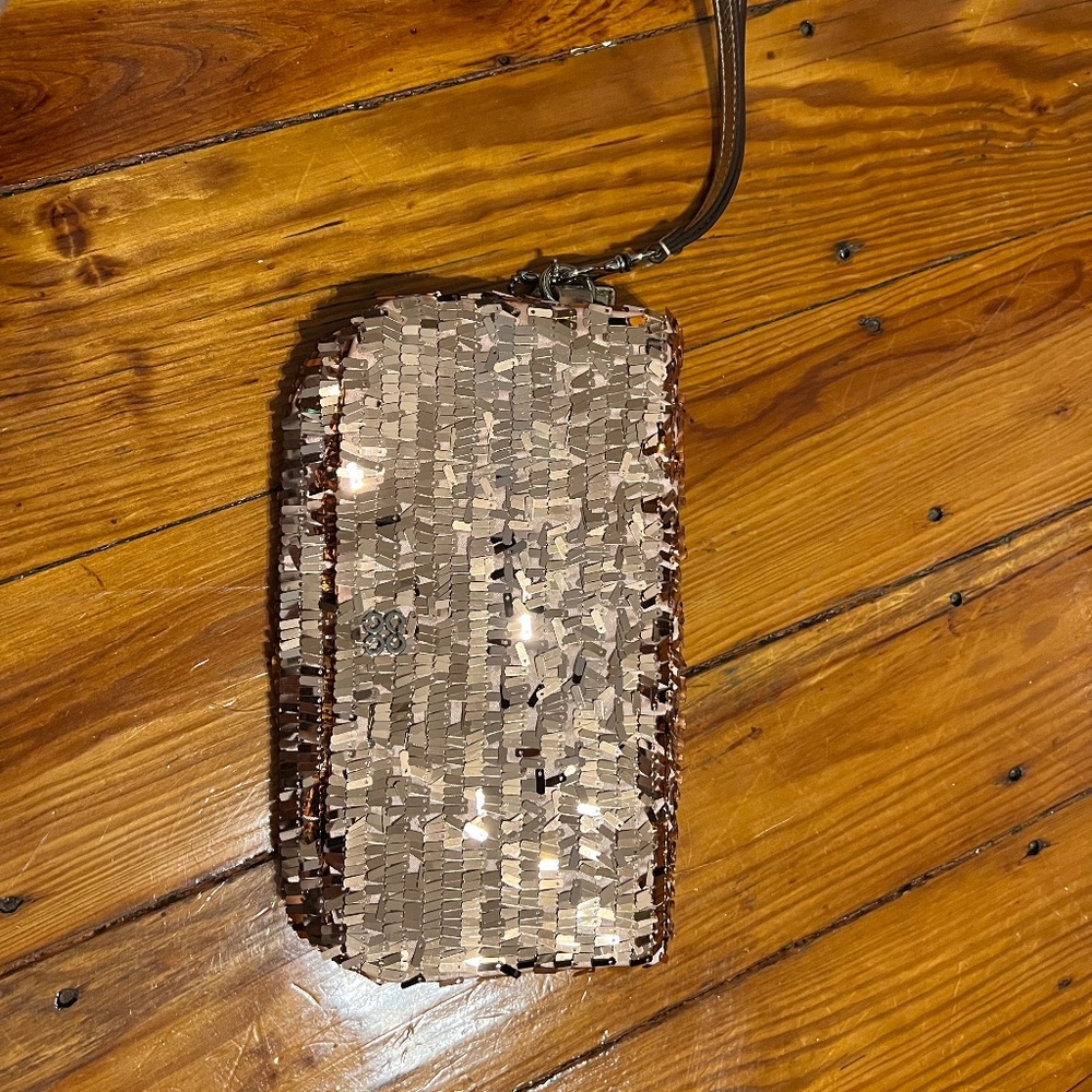 COACH Sequin Rose Gold Wristlet